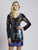 Lara Dresses - 33583 Long Sleeve Multicolored Cocktail Dress In Black and Multi-Color