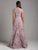 Lara Dresses - 33596 Floral Appliqued Short Sleeve Evening Gown in Purple
