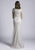 Lara Dresses - 33602 Long Sleeve Jewel Adorned Lace Sheath Gown In Silver