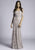 Lara Dresses - 33604 Quarter Sleeve Pearl Sprinkled Lace Sheath Gown In Brown and Gray