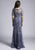 Lara Dresses - 33604 Quarter Sleeve Pearl Sprinkled Lace Sheath Gown In Blue