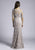 Lara Dresses - 33604 Quarter Sleeve Pearl Sprinkled Lace Sheath Gown In Brown and Gray