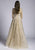 33621 Sheer Cap Sleeve Beaded A-line Gown