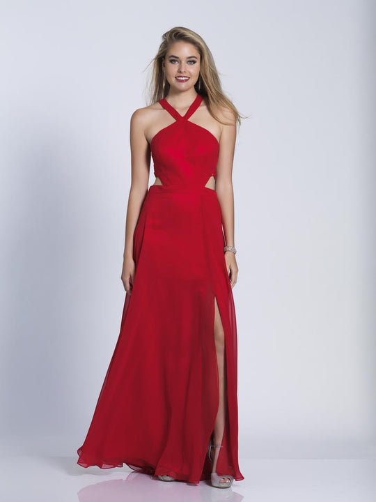 Dave & Johnny - 3371 Halter A-line Dress with Strappy Back in Red