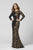 Primavera Couture - 3371 Bedazzled Long Sleeve Trumpet Gown In Black and Multi-Color