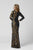 Primavera Couture - 3371 Bedazzled Long Sleeve Trumpet Gown In Black and Multi-Color