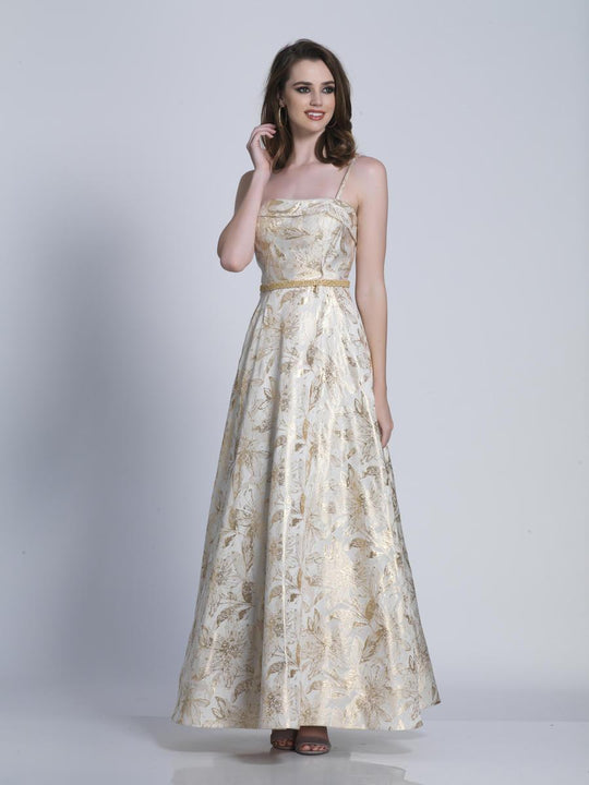 Dave & Johnny - 3372 Gilded Modified Straight A-line Dress in Neutral