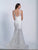 Dave & Johnny - 3384 Floral Lace Adorned Trumpet Gown in White