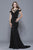 Shail K - 33905 V-neck Tulle Trumpet Dress In Black