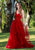 Shail K - 33906 Embellished V-neck Tulle A-line Dress In Red