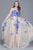 Shail K - 33911 Floral Appliqued Strapless Dress In Neutral and Blue