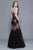 Shail K - 33912 Strapless Floral Trumpet Gown In Black and Multi-Color