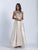 Dave & Johnny - 3391 Embellished Illusion Bateau A-line Dress in Neutral