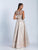 Dave & Johnny - 3391 Embellished Illusion Bateau A-line Dress in Neutral