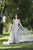 Shail K - 33924 Cap Sleeved Lace Fitted Gown with Overskirt In Silver