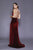 Shail K - 33928 Draped Velvet Bodice Sheath Gown In Red