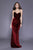 Shail K - 33928 Draped Velvet Bodice Sheath Gown In Red