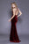 Shail K - 33929 Backless Long Velvet Sheath Gown In Red