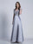 Dave & Johnny - 3392W Embellished V-neck A-line Dress in Silver
