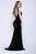 Shail K - 33930 Jewel-Neck Long Velvet Sheath Gown In Black