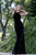 Shail K - 33930 Jewel-Neck Long Velvet Sheath Gown In Black