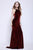 Shail K - 33930 Jewel-Neck Long Velvet Sheath Gown In Red
