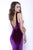 Shail K - 33930 Jewel-Neck Long Velvet Sheath Gown In Purple