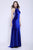 Shail K - 33930 Jewel-Neck Long Velvet Sheath Gown In Blue