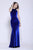 Shail K - 33930 Jewel-Neck Long Velvet Sheath Gown In Blue