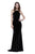 Shail K - 33931 High Halter Lace-Up Velvet Sheath Gown In Black