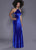 Shail K - 33931 High Halter Lace-Up Velvet Sheath Gown In Blue