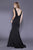 Shail K - 33932 Plunging V-Neck Shantung Mermaid Gown In Black