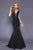 Shail K - 33932 Plunging V-Neck Shantung Mermaid Gown In Black