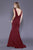 Shail K - 33932 Plunging V-Neck Shantung Mermaid Gown In Red