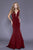 Shail K - 33932 Plunging V-Neck Shantung Mermaid Gown In Red