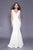Shail K - 33932 Plunging V-Neck Shantung Mermaid Gown In White