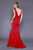 Shail K - 33932 Plunging V-Neck Shantung Mermaid Gown In Red