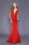 Shail K - 33932 Plunging V-Neck Shantung Mermaid Gown In Red