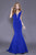 Shail K - 33932 Plunging V-Neck Shantung Mermaid Gown In Blue
