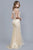Shail K - 33942 Sequined Illusion Jewel Evening Gown in Gold