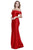 Shail K - 33944 Off-shoulder Spandex Trumpet Dress in Red