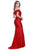 Shail K - 33944 Off-shoulder Spandex Trumpet Dress in Red