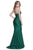 Shail K - 33945 Halter V-neck Spandex Trumpet Dress in Green