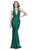 Shail K - 33945 Halter V-neck Spandex Trumpet Dress in Green