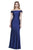 Shail K - 33944 Off-shoulder Spandex Trumpet Dress in Blue