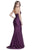 Shail K - 33945 Halter V-neck Spandex Trumpet Dress in Purple