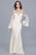 Shail K - 33946 Lace Cold Shoulder Bell Sleeves Evening Gown in Neutral