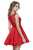 Shail K - 33947 Beaded Illusion Scoop Satin A-line Dress in Red