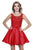 Shail K - 33947 Beaded Illusion Scoop Satin A-line Dress in Red