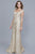 Shail K - 12166 Off the Shoulder Full Sequined A-Line Evening Dress in Gold